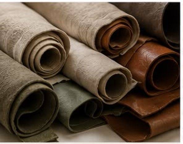 Rollos de cuero y textiles recuperados